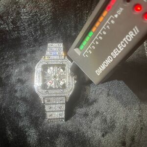 MOISSANITE SKELETON WHITE TONE DIAL WATCH